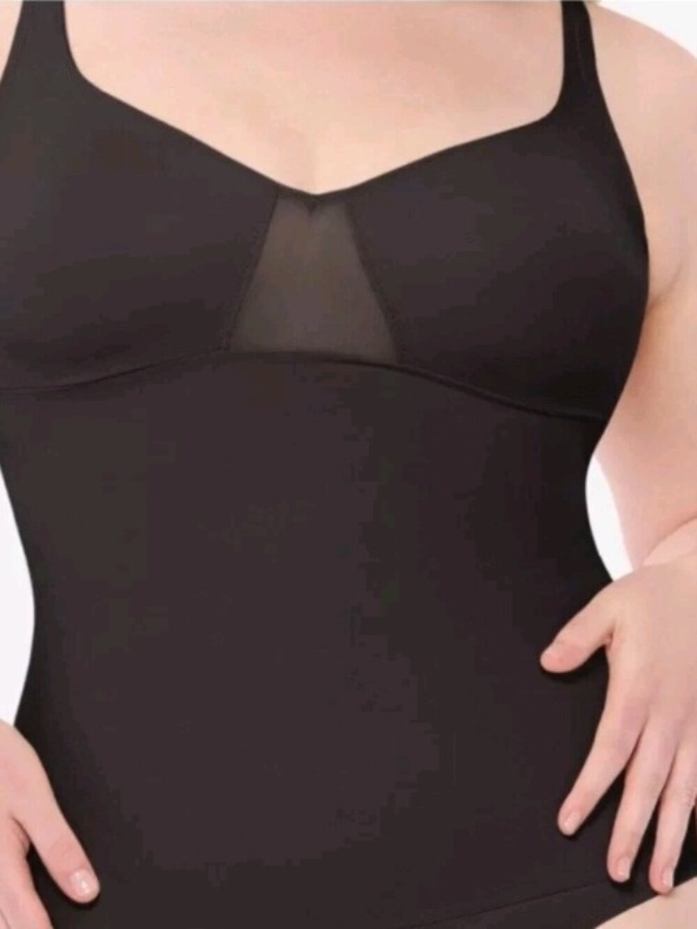 Ruby Ribbon Black Sheer-Accent Shaping Cami Sz 42 NWT